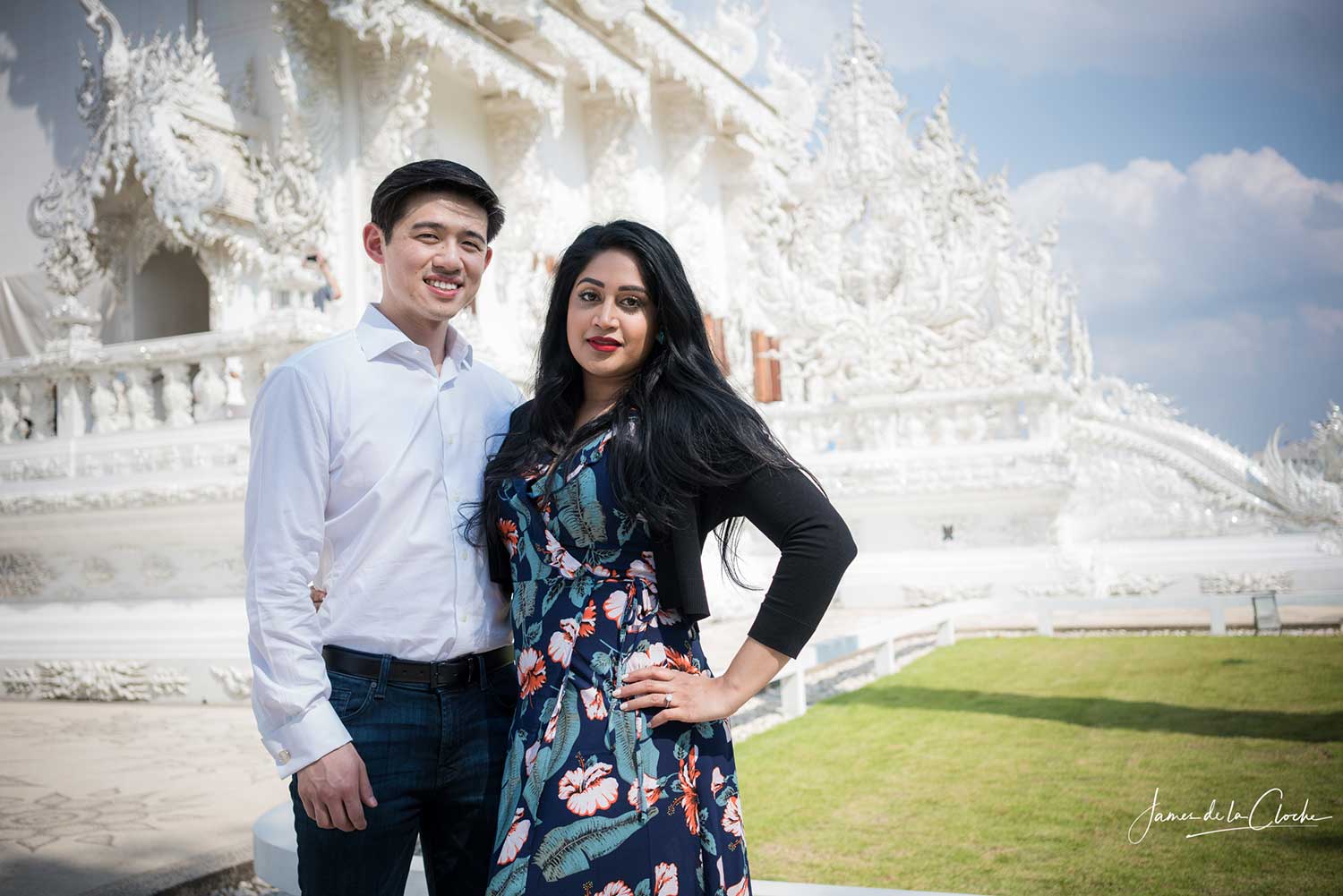 couple portrait at white temple