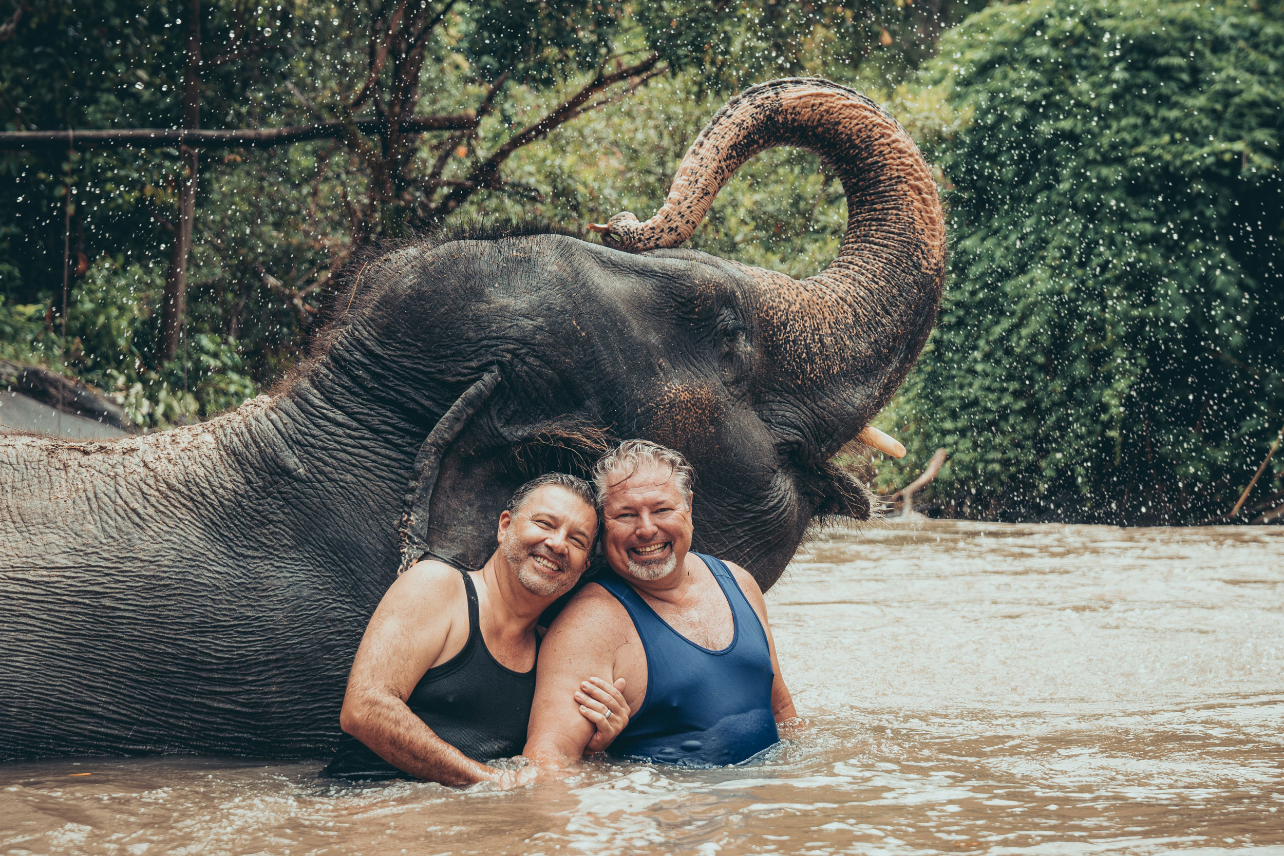Enjoying a swim with an elephant - Chiang Mai, Thailand